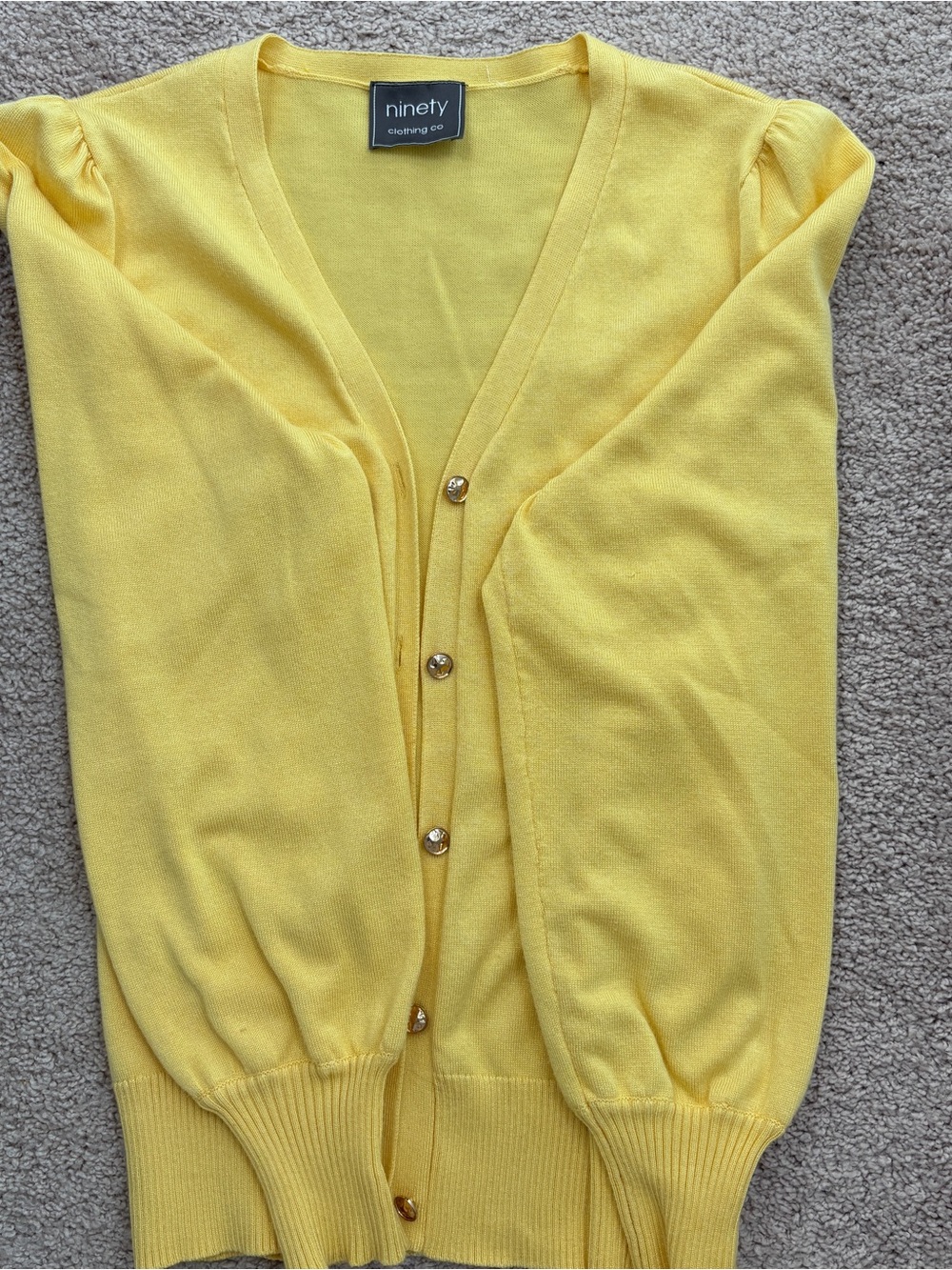 Ninety Bright Yellow V-Neck Button Cardigan